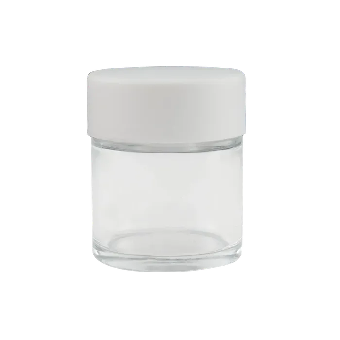 1 oz Clear Glass Jar With Matte White or Black Child Resistant Lid - (200 Count)-Glass Jars-BeastBranding