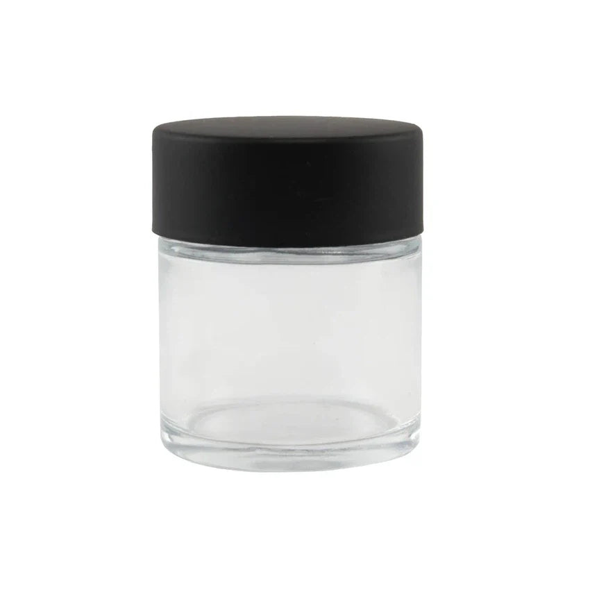 1 oz Clear Glass Jar With Matte White or Black Child Resistant Lid - (200 Count)-Glass Jars-BeastBranding