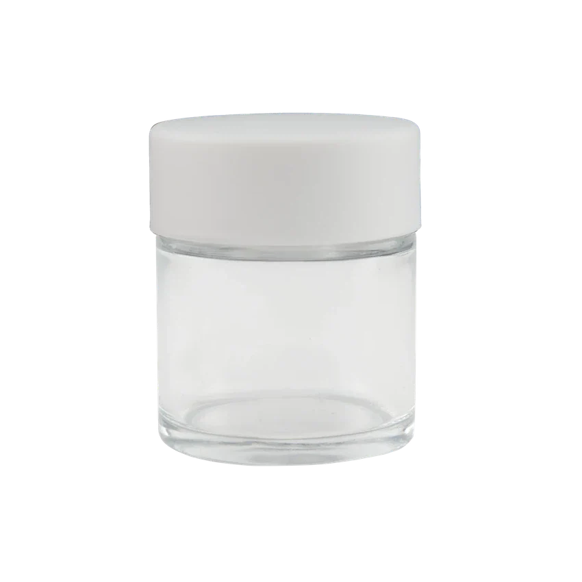 1 oz Clear Glass Jar With Matte White or Black Child Resistant Lid - (200 Count)-Glass Jars-BeastBranding