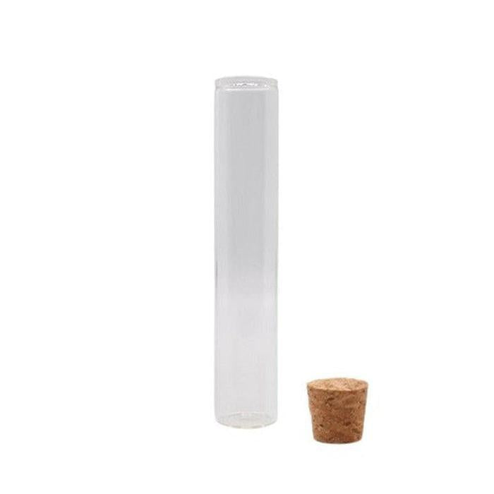 116mm Clear Glass Blunt Tube w/ Wood Cork - (100 Count Per Sleeve)-Joint Tubes & Blunt Tubes-BeastBranding