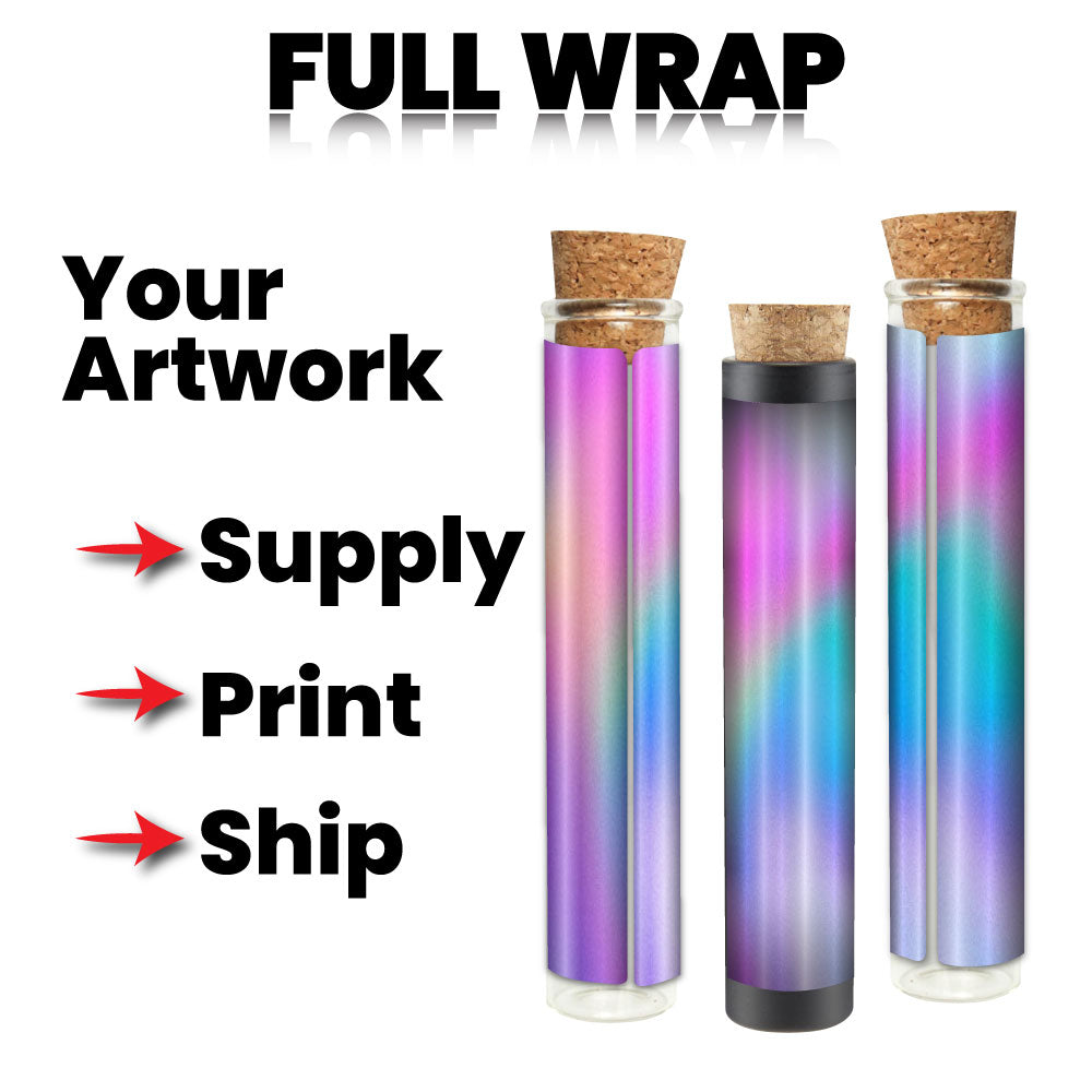 116mm Glass Tube w/ Cork , Printed Sticker, and Application of Sticker Clear or Matte Black-Custom Print Stickers-BeastBranding