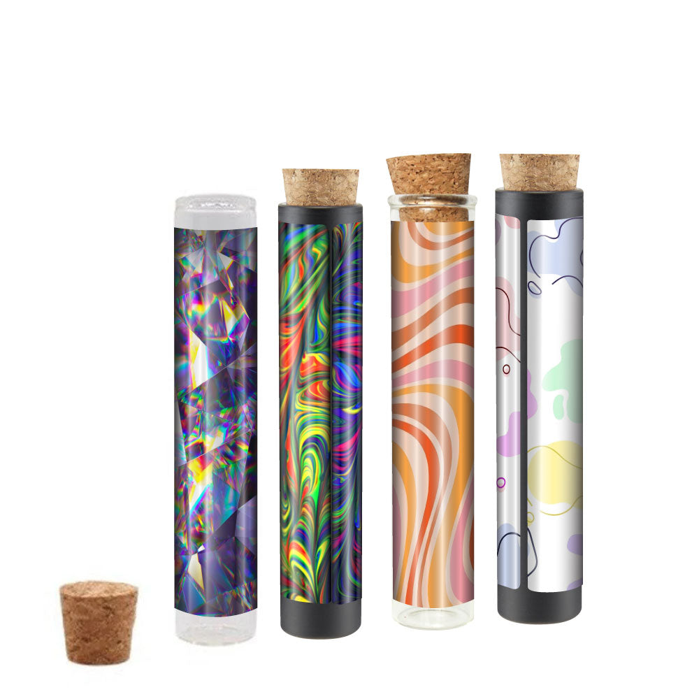 116mm Glass Tube w/ Cork , Printed Sticker, and Application of Sticker Clear or Matte Black-Custom Print Stickers-BeastBranding
