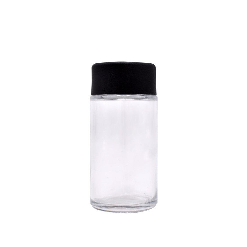 2oz/45ml Clear Glass Blunt Jar w/ Plastic Child Proof Black Cap - (240 Count)-Joint Tubes & Blunt Tubes