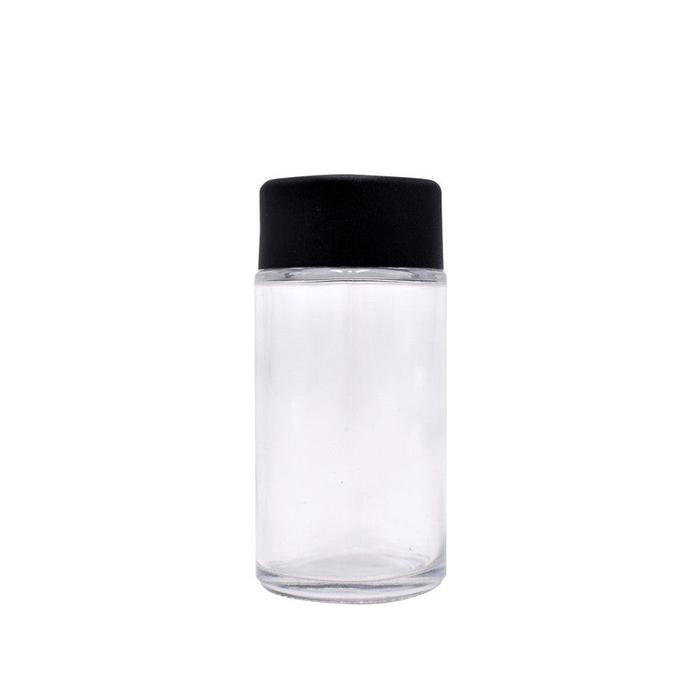 2oz/45ml Clear Glass Blunt Jar w/ Plastic Child Proof Black Cap - (240 Count)-Joint Tubes & Blunt Tubes-BeastBranding