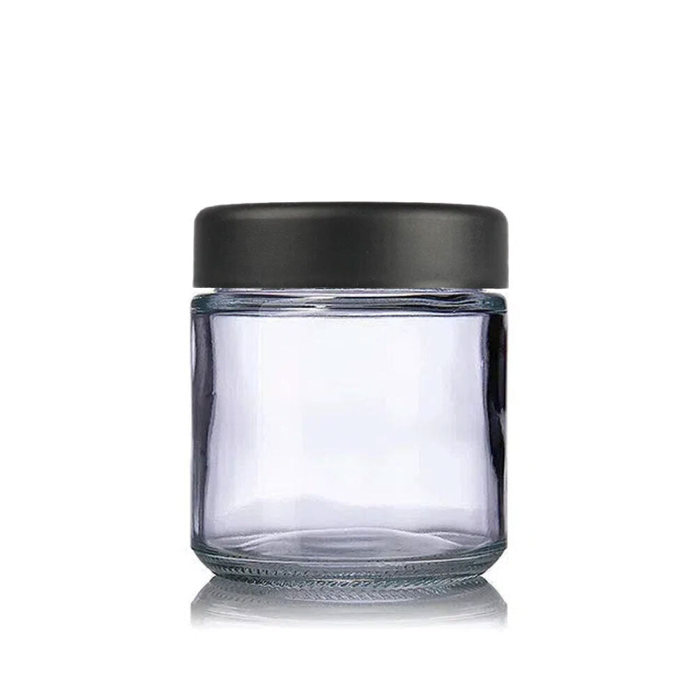 3oz Clear Glass Straight-Sided Round Jar with Black Or White Lid - (150 - 15,000 Count)-Glass Jars-BeastBranding