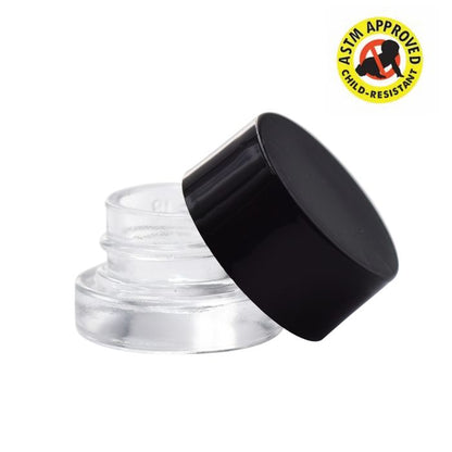 5 mL Glass Container With Black or White Cap - Child Safe (126 - 25,200 Count)-Low Profile Jars-BeastBranding