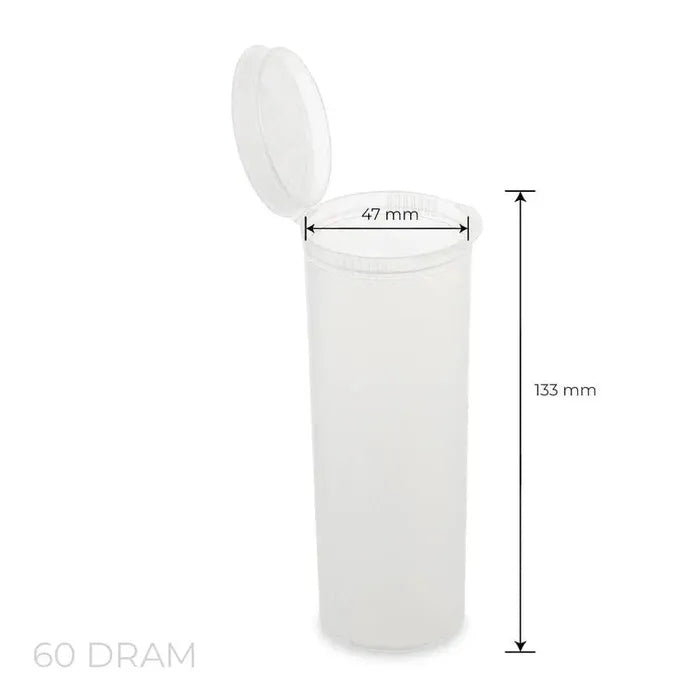 60 Dram Pop Top Vial - 1/2 Oz - Clear - (75 Count)-Pop Top Vials-BeastBranding