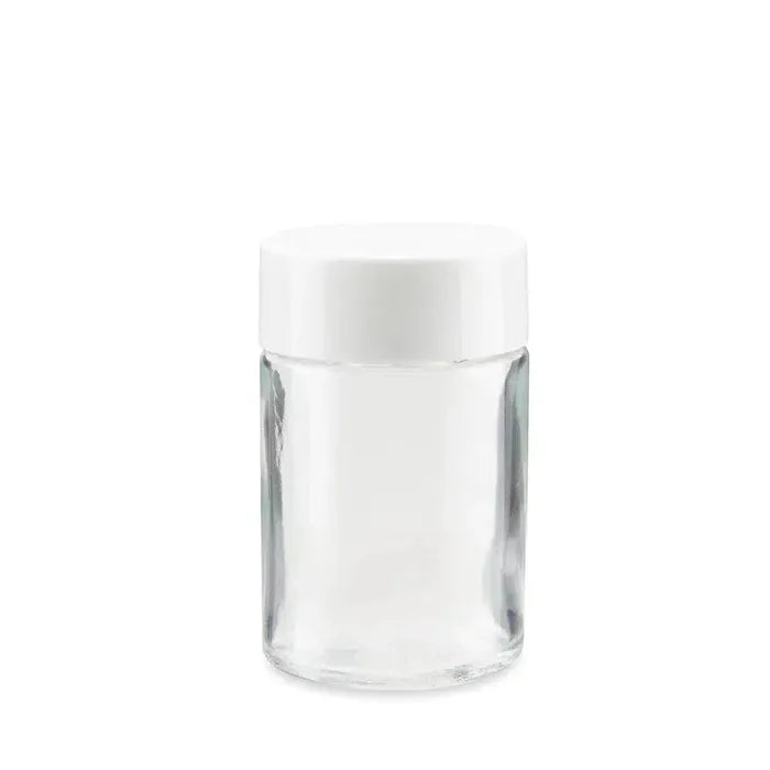 67mm Clear Glass Blunt Jar w/ Plastic Child Proof White Cap - (216 - 8,640 Count)-Joint Tubes & Blunt Tubes-BeastBranding
