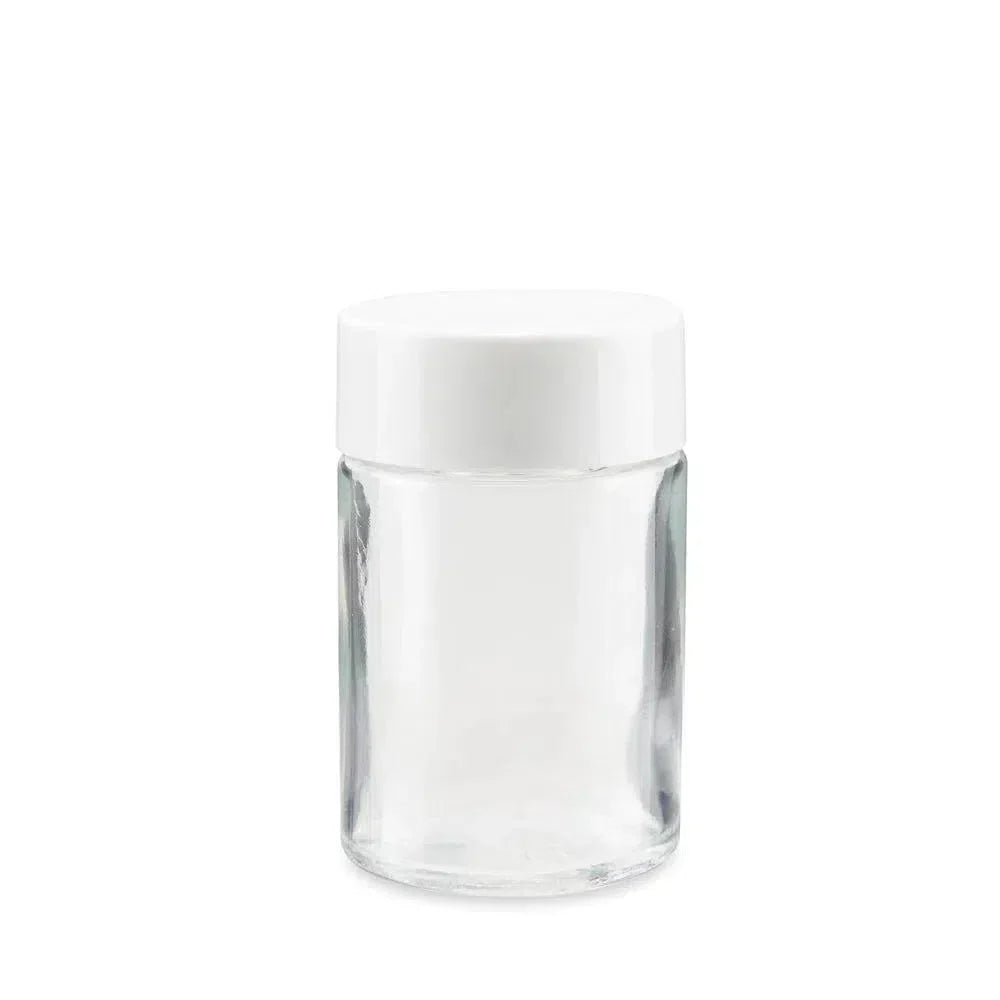 67mm Clear Glass Blunt Jar w/ Plastic Child Proof White Cap - (216 - 8,640 Count)-Joint Tubes & Blunt Tubes