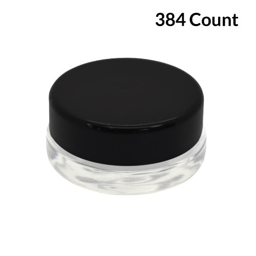 7ml Clear Glass Low-Profile Container Black or White Cap (96 - 384 Count)-Low Profile Jars-BeastBranding