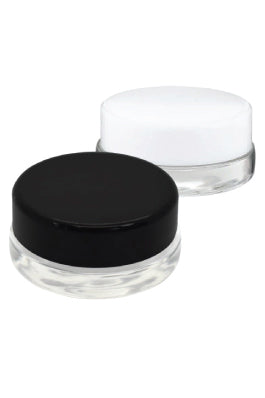 7ml Clear Glass Low-Profile Container Black or White Cap (96 - 384 Count)-Low Profile Jars-BeastBranding