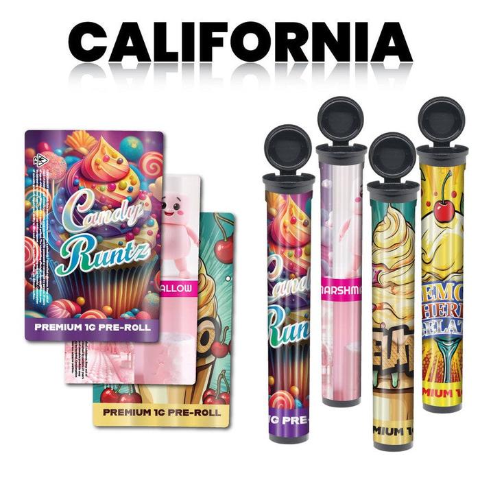 California Pre-Designed 116mm Black Blunt Tube, with Sticker Applied!-Custom Print Stickers-BeastBranding