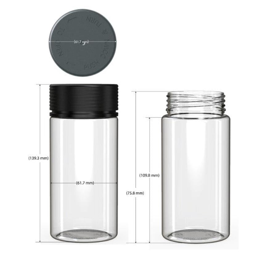 Chubby Gorilla 10oz Spiral CR Wide Mouth Plastic Jar Containers - Various Colors - (120 Count)-Plastic Jar-BeastBranding