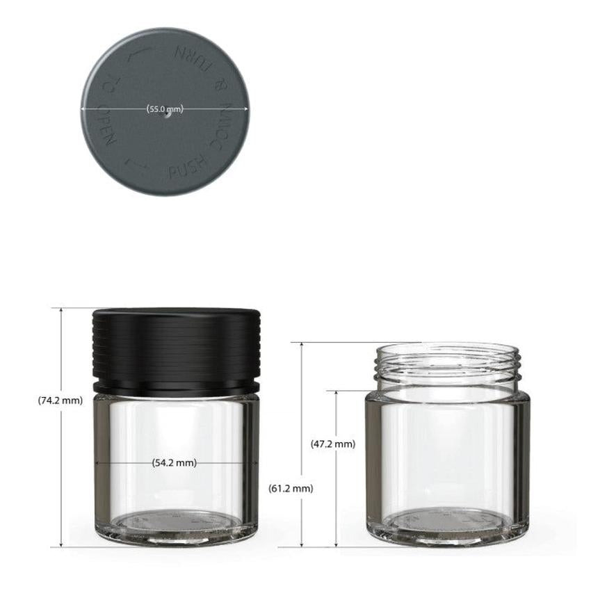 Chubby Gorilla 2oz Spiral CR Thick Walled Plastic Jar Containers - Various Colors - (150 Count)-Plastic Jars-BeastBranding