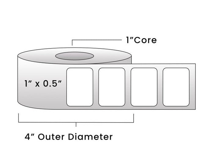 Direct Thermal Labels - Metrc Label - 1" x 0.5" - 1" Core / 4" Outer Diameter - (2410 Labels Per Roll)-Stock Labels-BeastBranding