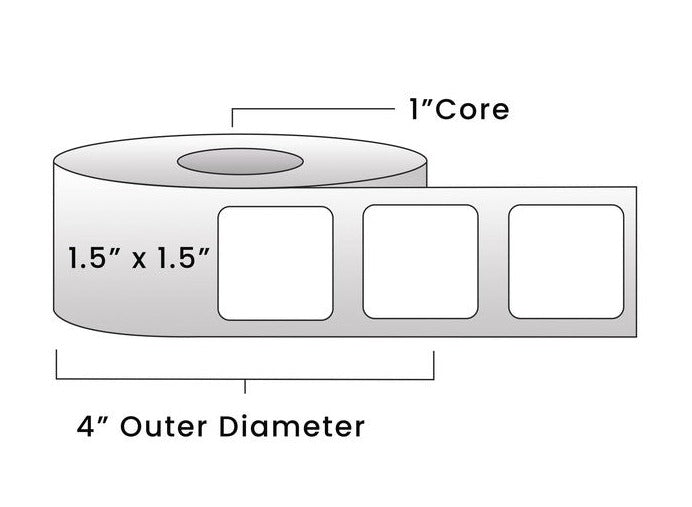 Direct Thermal Labels - Metrc Label - 1.5" x 1.5" - 1" Core / 4" Outer Diameter - (950 Labels Per Roll)-Stock Labels-BeastBranding