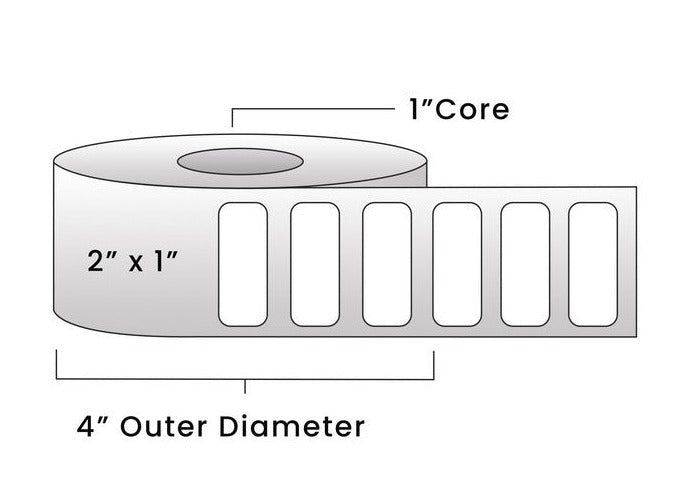 Direct Thermal Labels - Metrc Label - 2" x 1" - 1" Core / 4" Outer Diameter - (1340 Labels Per Roll)-Stock Labels-BeastBranding