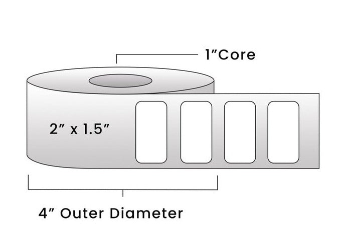 Direct Thermal Labels - Metrc Label - 2" x 1.5" - 1" Core / 4" Outer Diameter - (950 Labels Per Roll)-Stock Labels-BeastBranding