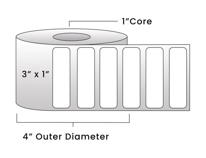 Direct Thermal Labels - Metrc label - 3" x 1" - 1" Core / 4" Outer Diameter - (1,375 Labels Per Roll)-Stock Labels-BeastBranding