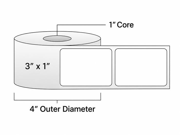 Direct Thermal Labels - Metrc label - 3" x 1" - 1" Core / 4" Outer Diameter - (1,375 Labels Per Roll)-Stock Labels-BeastBranding