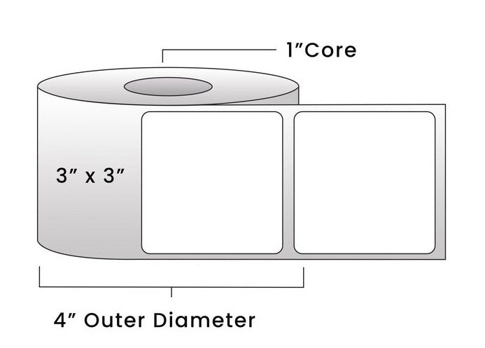 Direct Thermal Labels - Metrc Label - 3" x 3" - 1" Core / 4" Outer Diameter - (510 Labels Per Roll)-Stock Labels-BeastBranding