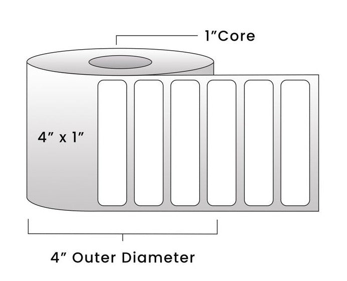 Direct Thermal Labels - Metrc Label - 4" x 1" - 1" Core / 4" Outer Diameter - (1340 Labels Per Roll)-Stock Labels-BeastBranding