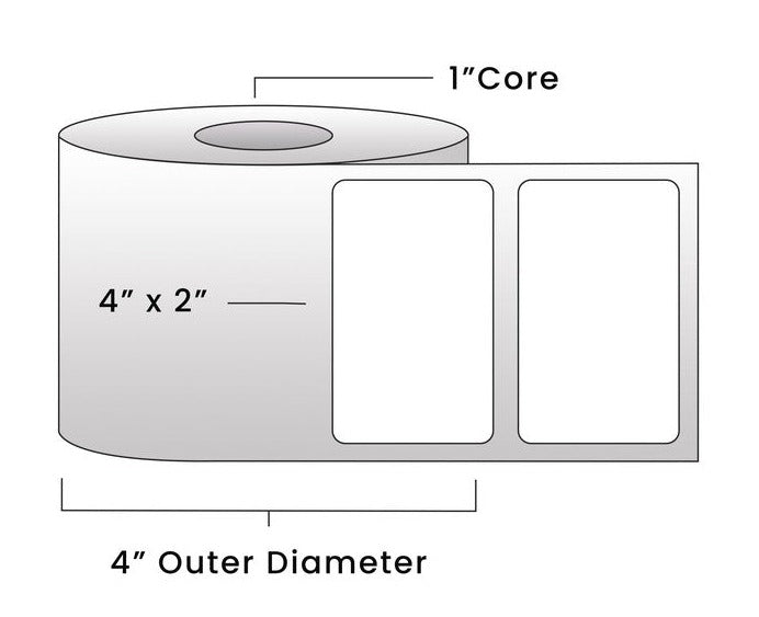 Direct Thermal Labels - Metrc Label - 4" x 2" - 1" Core / 4" Outer Diameter - (740 Labels Per Roll)-Stock Labels