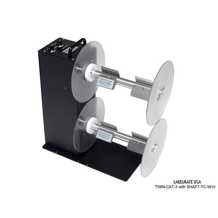 Labelmate Vertical Rewind Station with independent, bi-directional rewind/unwind control TWIN-CAT-3-Rewinders-BeastBranding