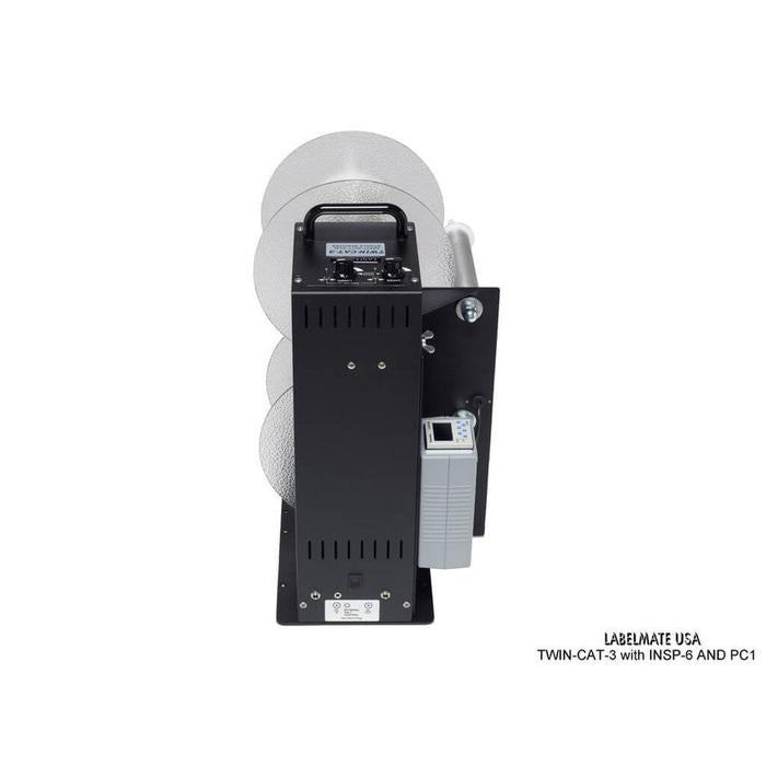 Labelmate Vertical Rewind Station with independent, bi-directional rewind/unwind control TWIN-CAT-3-Rewinders-BeastBranding