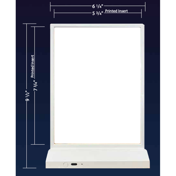 LED 6 1/4" x 9 1/2" Double Sided Rechargeable Table Top Display with Removable Printed Inserts-Custom Print Marketing Material-BeastBranding