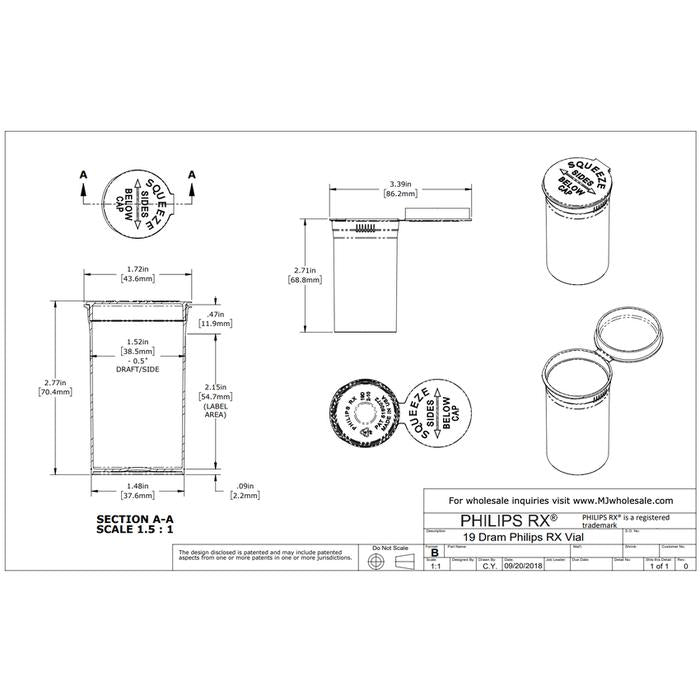 MJ 19 Dram Pop Top Vial - 1/8 Oz - Child Resistant - Vial With Labels & Application-Pop Top Vials-BeastBranding