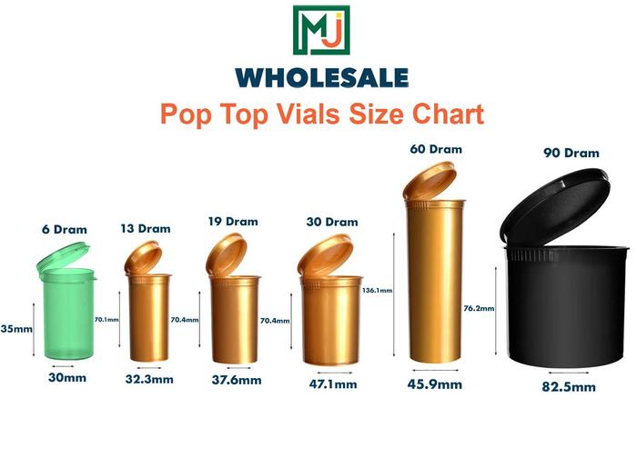 MJ 30 Dram Pop Top Vial - 1/4 Oz - Child Resistant - Opaque Green - (150 Count)-Pop Top Vials-BeastBranding