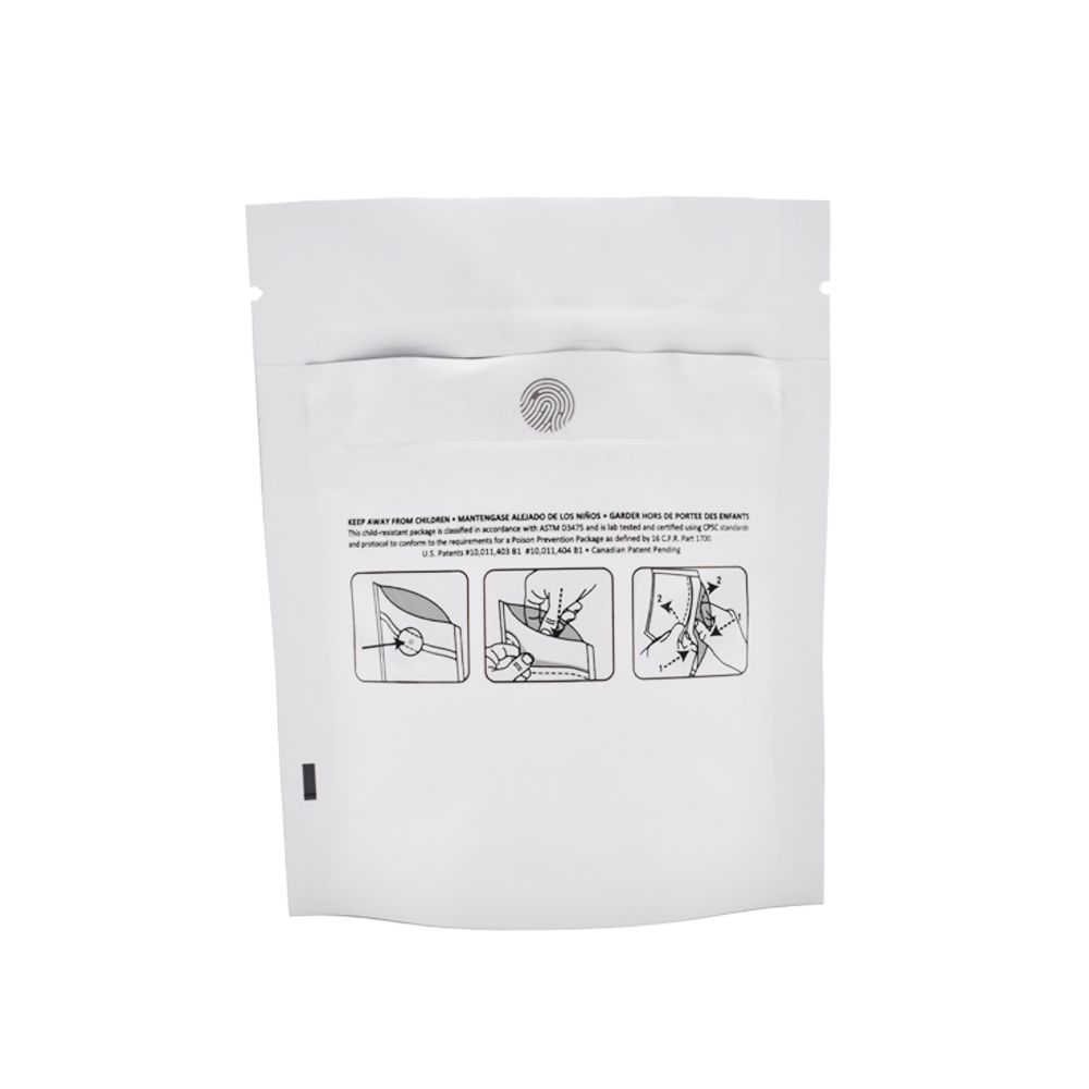 Mylar Bag DymaPak Child Resistant CR White Mylar Bag - Opaque 1 Gram (100, 500, or 1,000 Count)-Mylar Smell Proof Bags-BeastBranding