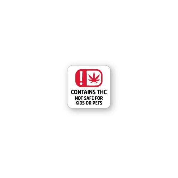 Oklahoma "Contains THC" "Not Safe For Kids or Pets" Label 1" x 1" Square 1000 Count-Prescription Labels & State Compliant Labels-BeastBranding