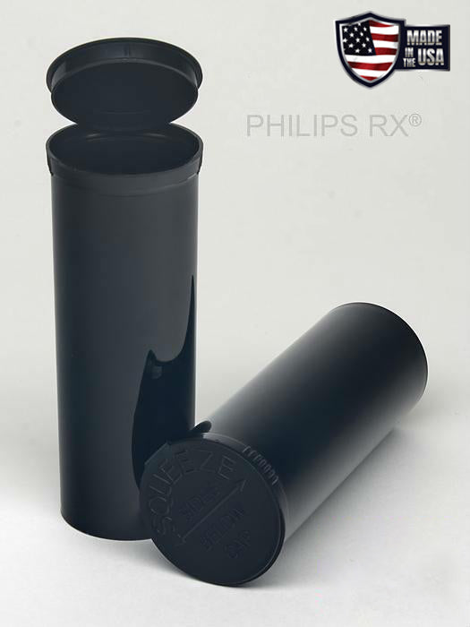 Philips RX 60 Dram Pop Top Vial - 1/2 Oz - Child Resistant - Black - Opaque - (75 -5,400 Count)-Pop Top Vials-BeastBranding