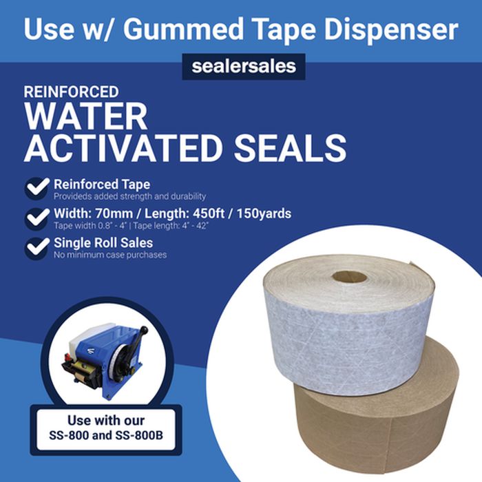 Sealer Sales Reinforced Water Activated Kraft Tape - (450 Feet)-Office Supplies & Currency Counters-BeastBranding