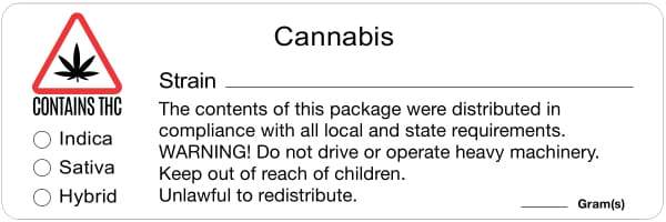 Universal Contains THC Triangle Strain & Gram Label 3" x 1" Inch (1000 Count Roll)-Prescription Labels & State Compliant Labels-BeastBranding
