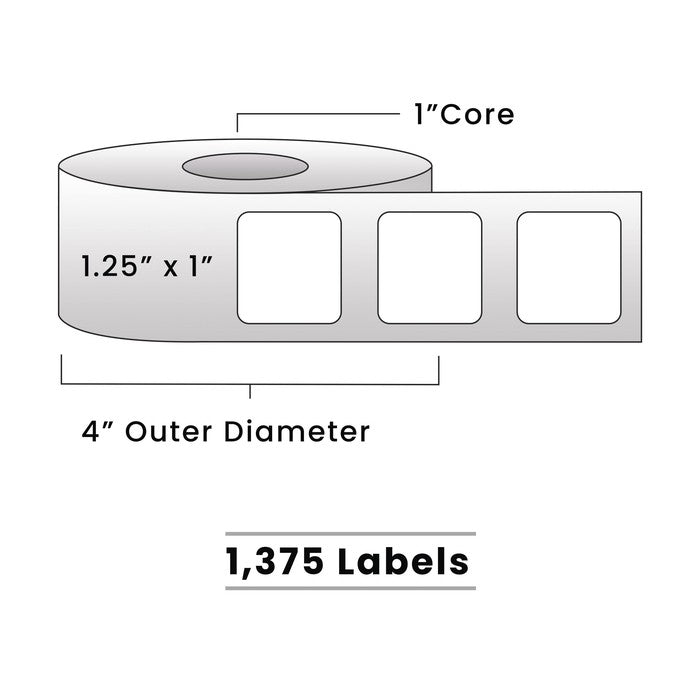 Zebra Direct Thermal Labels - Metrc Label - 1.25" x 1" - 1" Core / 4" Outer Diameter - (1,340 Labels Per Roll)-Stock Labels-BeastBranding