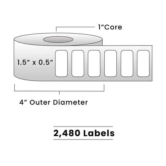 Zebra Direct Thermal Labels - Metrc Label - 1.5" x 0.5" - 1" Core / 4" Outer Diameter - (2,480 Labels Per Roll)-Stock Labels-BeastBranding