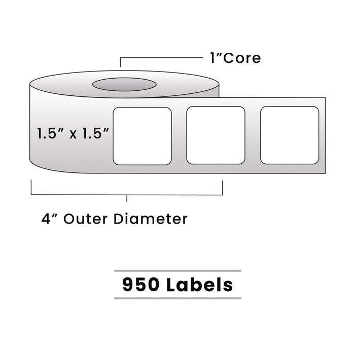 Zebra Direct Thermal Labels - Metrc Label - 1.5" x 1.5" - 1" Core / 4" Outer Diameter - (950 Labels Per Roll)-Stock Labels-BeastBranding