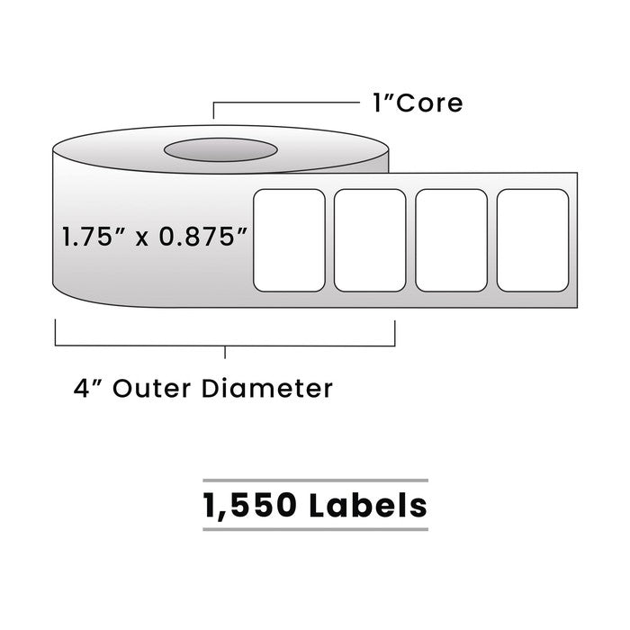 Zebra Direct Thermal Labels - Metrc Label - 1.75" x 0.875" - 1" Core / 4" Outer Diameter - (1,480 Labels Per Roll)-Stock Labels-BeastBranding