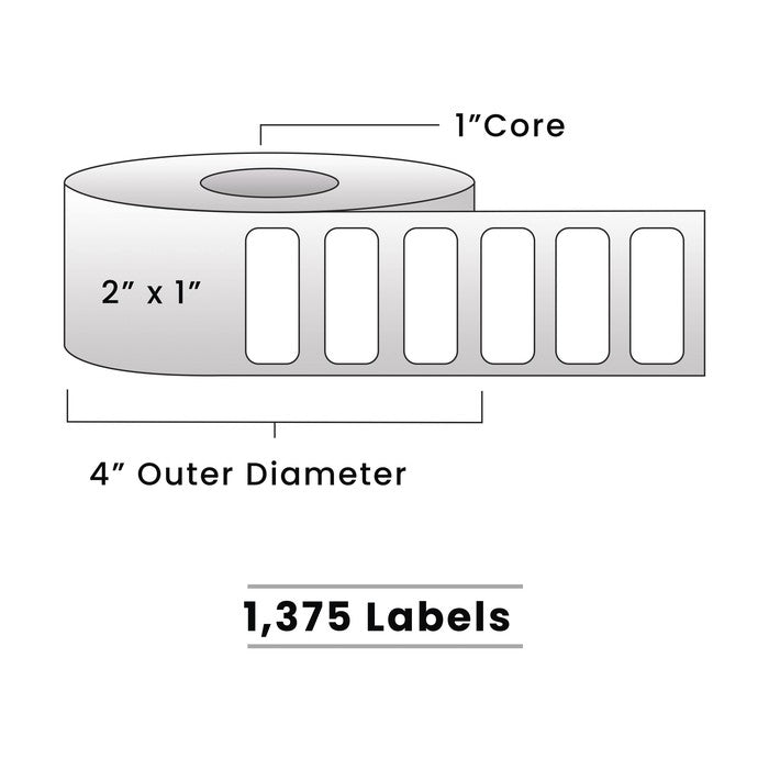 Zebra Direct Thermal Labels - Metrc Label - 2" x 1" - 1" Core / 4" Outer Diameter - (1340 Labels Per Roll)-Stock Labels-BeastBranding