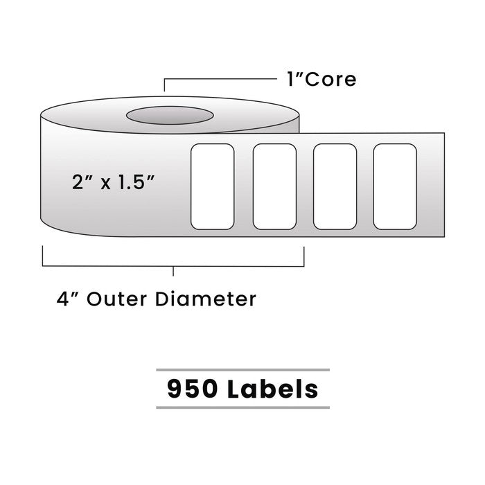 Zebra Direct Thermal Labels - Metrc Label - 2" x 1.5" - 1" Core / 4" Outer Diameter - (950 Labels Per Roll)-Stock Labels-BeastBranding
