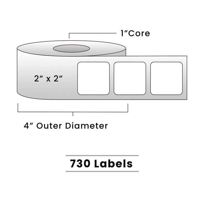 Zebra Direct Thermal Labels - Metrc Label - 2" x 2" - 1" Core / 4" Outer Diameter - (740 Labels Per Roll)-Stock Labels-BeastBranding