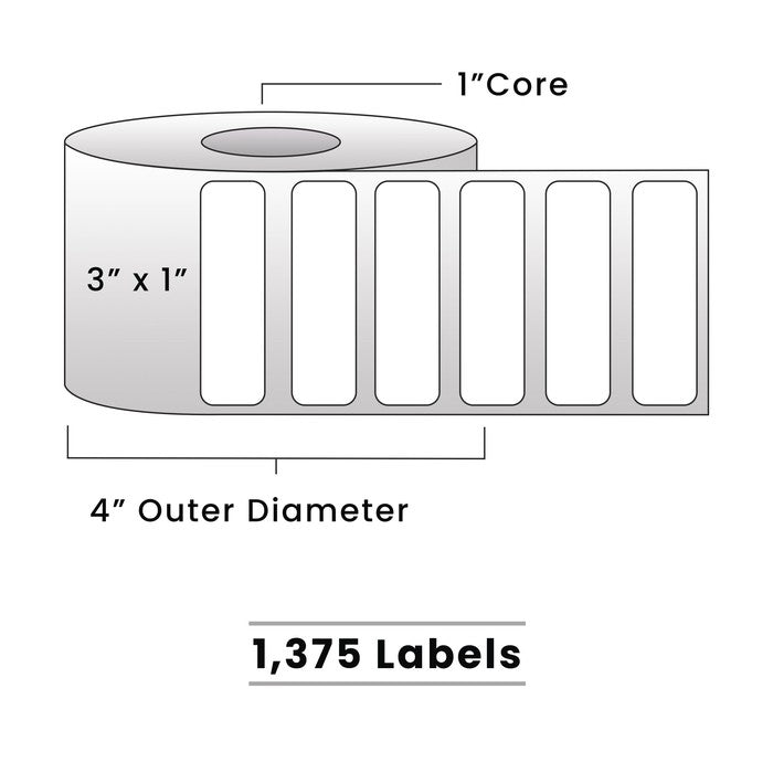Zebra Direct Thermal Labels - Metrc Label - 3" x 1" - 1" Core / 4" Outer Diameter - (1,375 Labels Per Roll)-Stock Labels-BeastBranding
