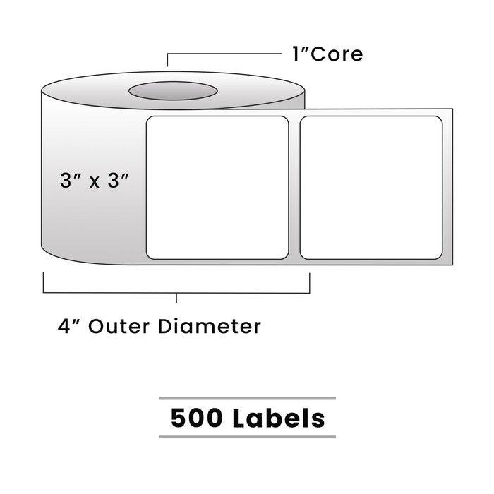 Zebra Direct Thermal Labels - Metrc Label - 3" x 3" - 1" Core / 4" Outer Diameter - (510 Labels Per Roll)-Stock Labels-BeastBranding
