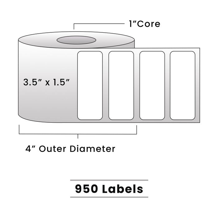 Zebra Direct Thermal Labels - Metrc Label - 3.5" x 1.5" - 1" Core / 4" Outer Diameter - (950 Labels Per Roll)-Stock Labels-BeastBranding