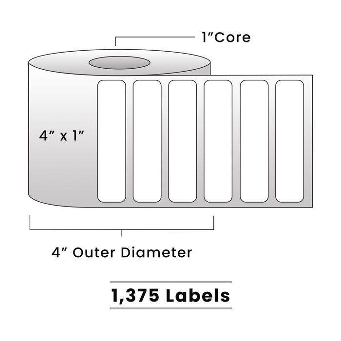 Zebra Direct Thermal Labels - Metrc Label - 4" x 1" - 1" Core / 4" Outer Diameter - (1340 Labels Per Roll)-Stock Labels-BeastBranding