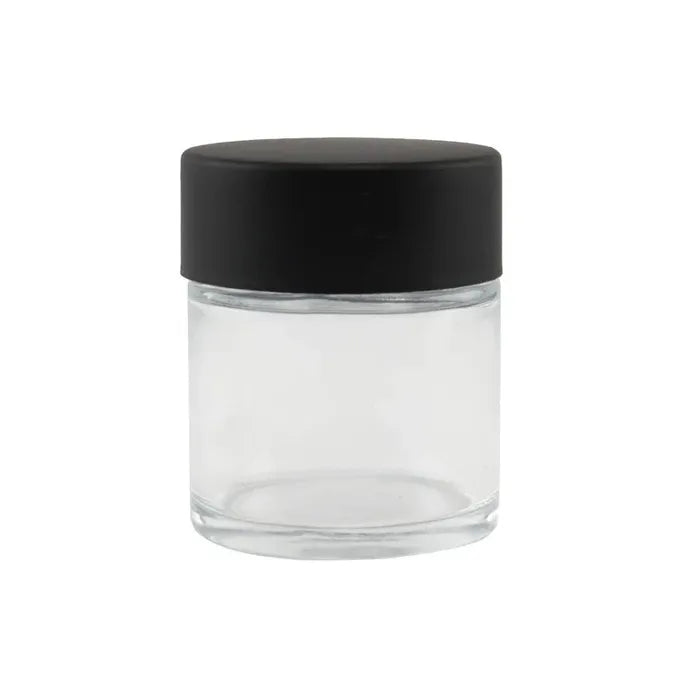 1 oz Clear Glass Jar With Matte White or Black Child Resistant Lid - (200 Count)-Glass Jars-BeastBranding