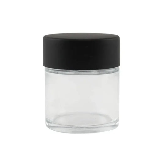 1 oz Clear Glass Jar With Matte White or Black Child Resistant Lid - (200 Count)-Glass Jars-BeastBranding